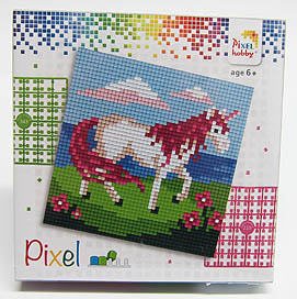 Pixel-Set 4-Quadrate-Bild Einhorn